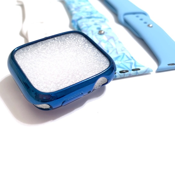 3 M/L 44mm 42mm Apple Watch band blue white + case - Picture 5 of 5